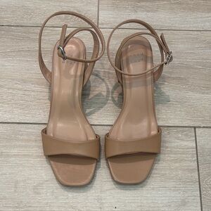 a new day Tan Strap Sandals size 6.5 heels *only worn once*